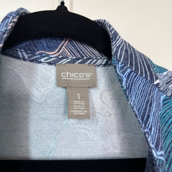 Chico’s Flowing Petals Lightweight Open Front Mermaid Print Jacket Size Small - Picture 6 of 16